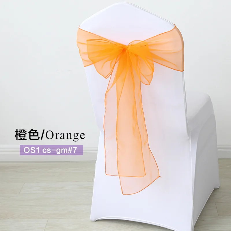 Orange 50 шт./компл. прозрачные украшения из органзы Свадебные узелки золотые накидки из лент стул Бант пояс Галстуки ленты для стульев Свадебные банкетные принадлежности - Цвет: Orange