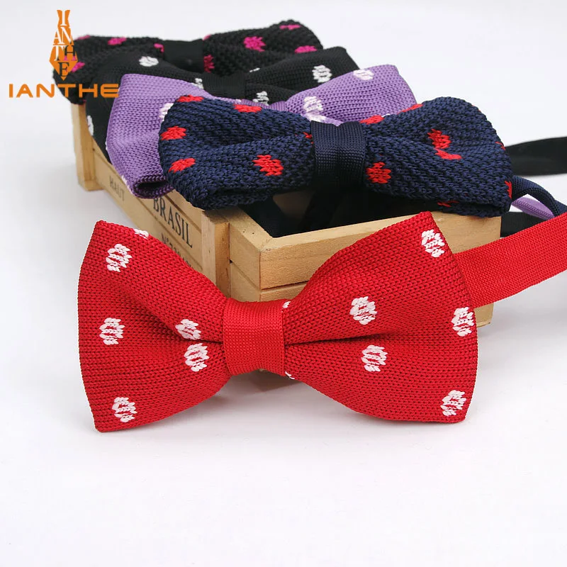 

Mens Vintage Bowtie Wedding Butterfly For Men Neckwear Bowties Designer Knit Classic Dot Black Pattern Tuxeo Corbatas Bow Tie