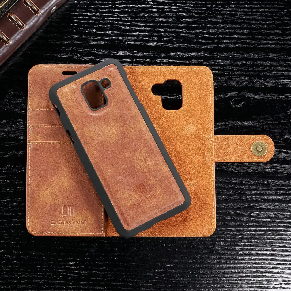 DG. MING Роскошный кожаный чехол 2 в 1 для samsung Galaxy J6, Магнитный съемный держатель для карт, кошелек, чехол для J6 Plus чехол