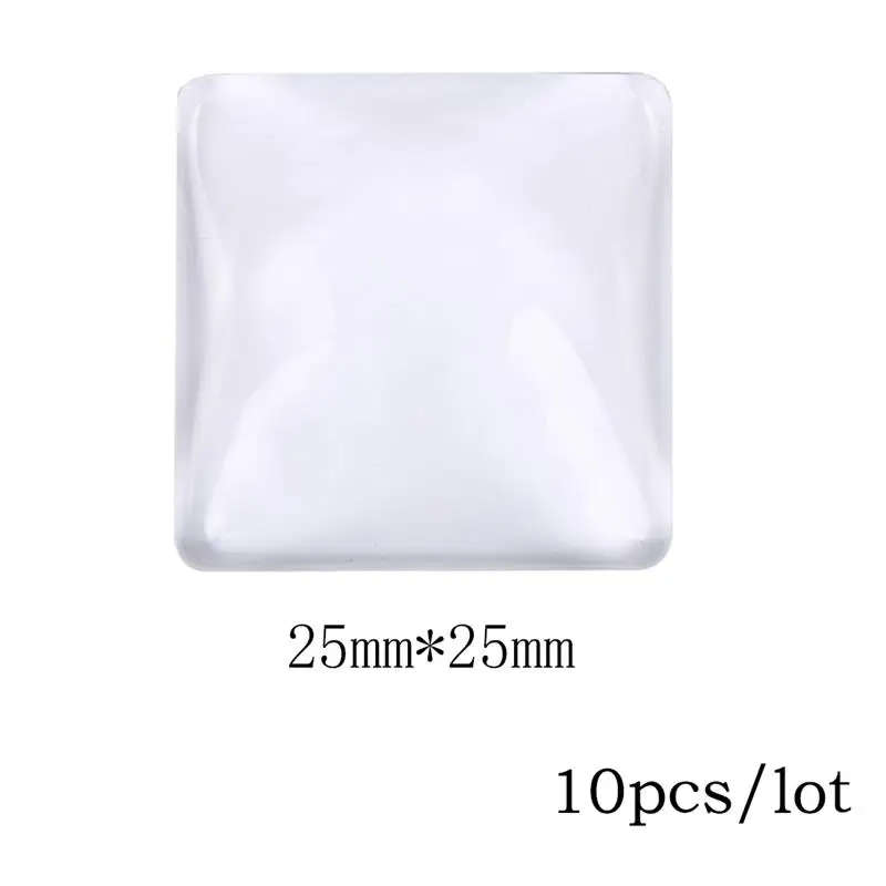 Glass 10pcs 5 шт./лот квадратная Подвеска Установка подходит 25 мм стекло кабошон камея основа ожерелья лоток ободки пустой квадратный DIY ювелирных изделий - Цвет: Glass 10pcs