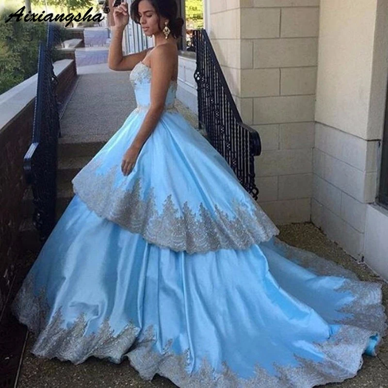

Blue Evening Dress Long Sweetheart Off The Shoulder Appliques Ball Gown Luxury Formal Dress Special Occasions Dress