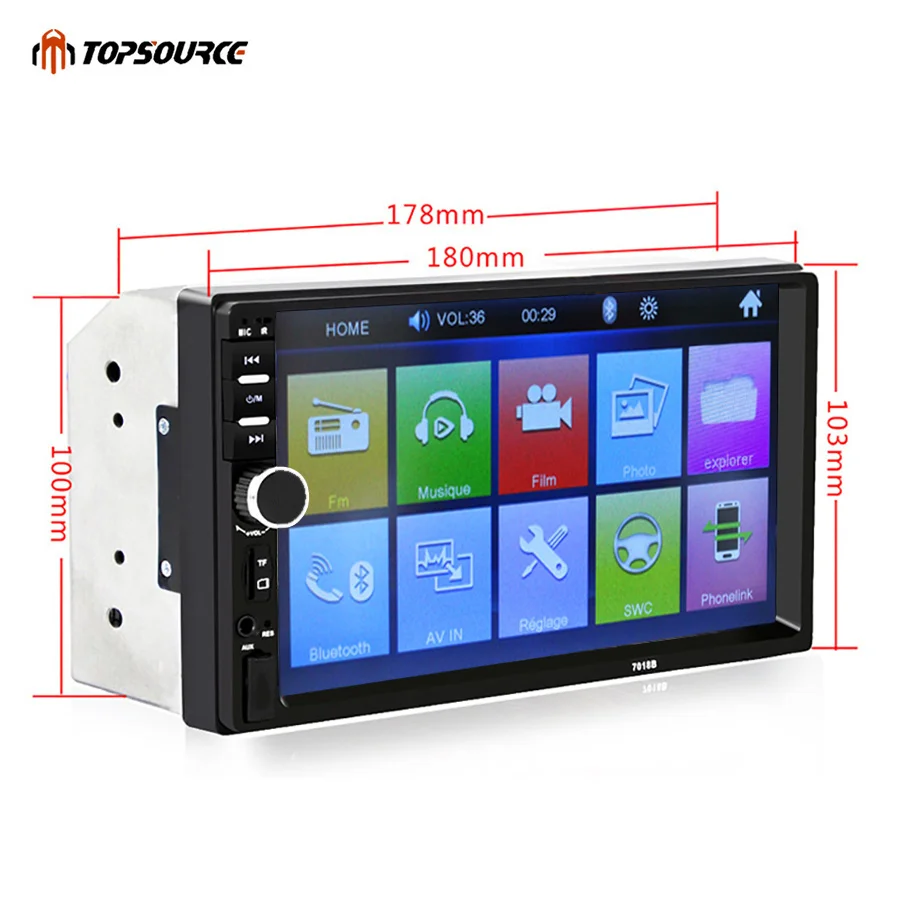 TOPSOURCE 7018B 7 дюймов Bluetooth аудио сенсорный экран автомобильное радио стерео