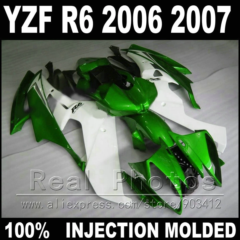 Полоса Новый обтекатель для YAMAHA R6 комплект 2006 2007 литья под давлением зеленый