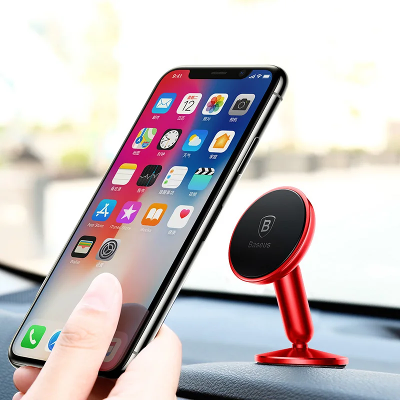Автомобильный держатель для телефона Baseus для iPhone X, 8, 7, samsung, S9, S8, держатель для мобильного телефона, поддержка gps, магнитный автомобильный держатель на 360 градусов - Цвет: Red