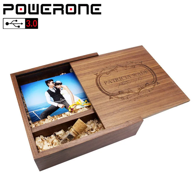Powerone USB 3,0 205*205*60 мм, фотоальбом деревянный USB+ коробка usb флэш-накопитель Флешка 8 ГБ 16 ГБ 32 ГБ 64 Гб Пользовательский логотип фотография подарок