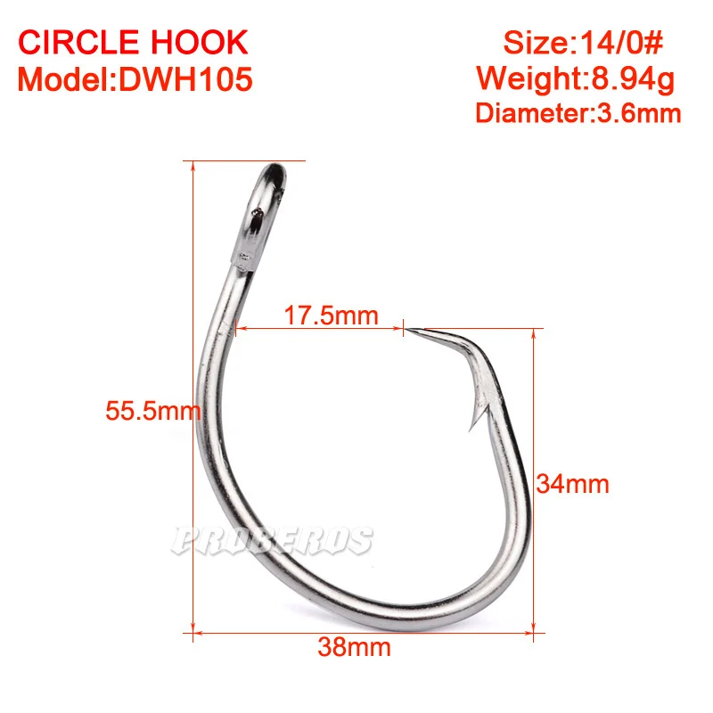 Акула тунец большая игра морские рыболовные крючки из нержавеющей стали колючий Океанский крючок лодка рыболовный круг приманка рыболовный крючок с отверстием Pesca снасти - Цвет: 14