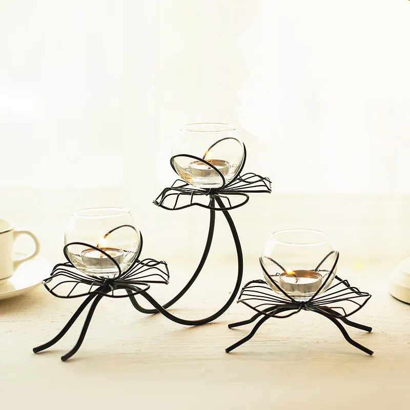 

Fashion home European-style home decoration metal lotus candlestick holder for free shipping