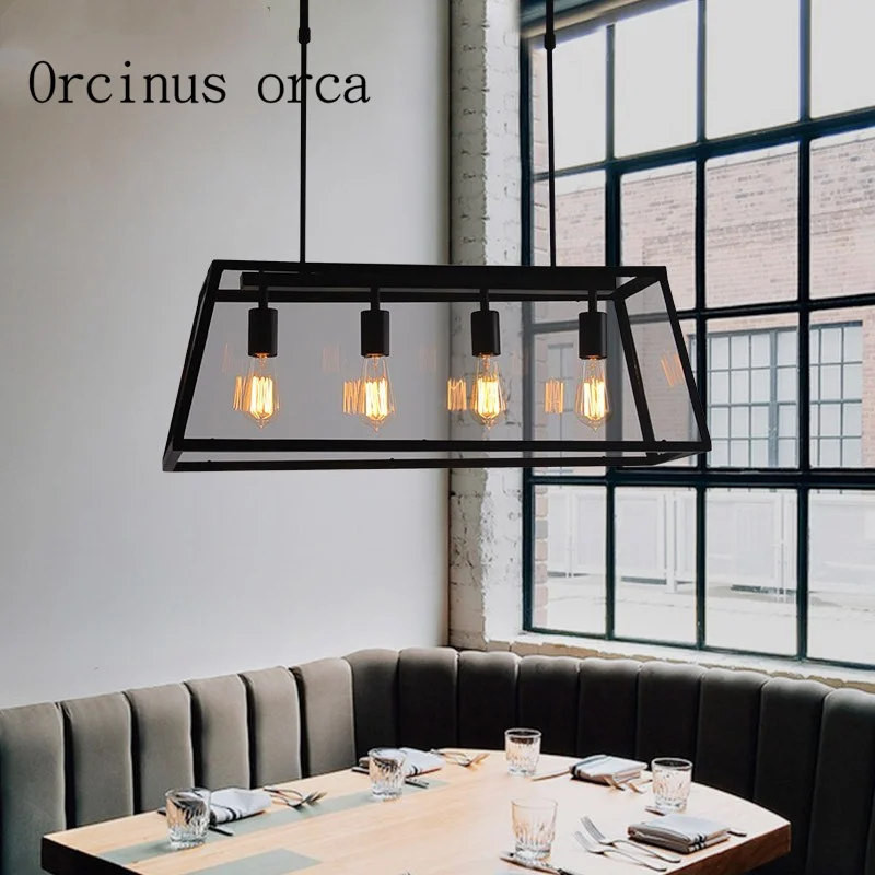

Industrial wind retro loft iron glass boxes chandeliers American creative personality bedroom living room restaurant lights