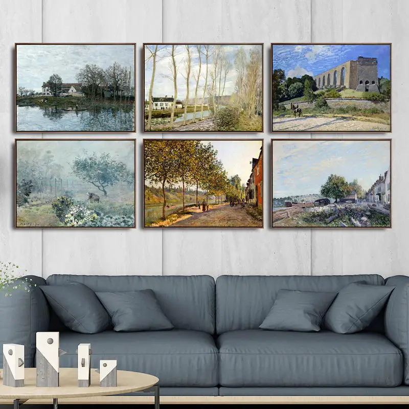 Home Decoration Art Wall Pictures for Living Room Poster Print Canvas Printings Paintingsn French Alfred Sisley Landscape 6 | Дом и сад