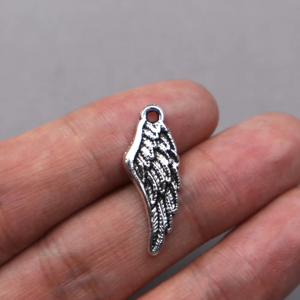 

20 шт. тибетские посеребренные подвески в виде крыльев для ожерелья DIY 27,5*10*1,5 мм