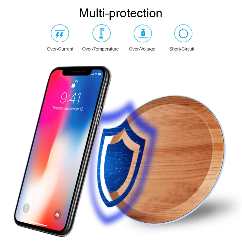 AnkinPro деревянная Беспроводная зарядная панель с светодиодный подсветкой 5 Вт