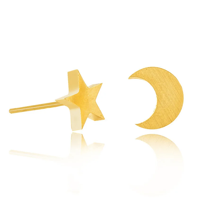 Нержавеющая сталь милые крошечные луна и звезды серьги Модные украшения Новинка