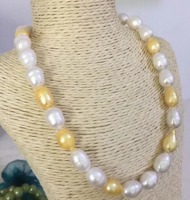 Classicc12 13mm барокко Южное море белого золота жемчужное ожерелье 18inch925silver|Ожерелья| |
