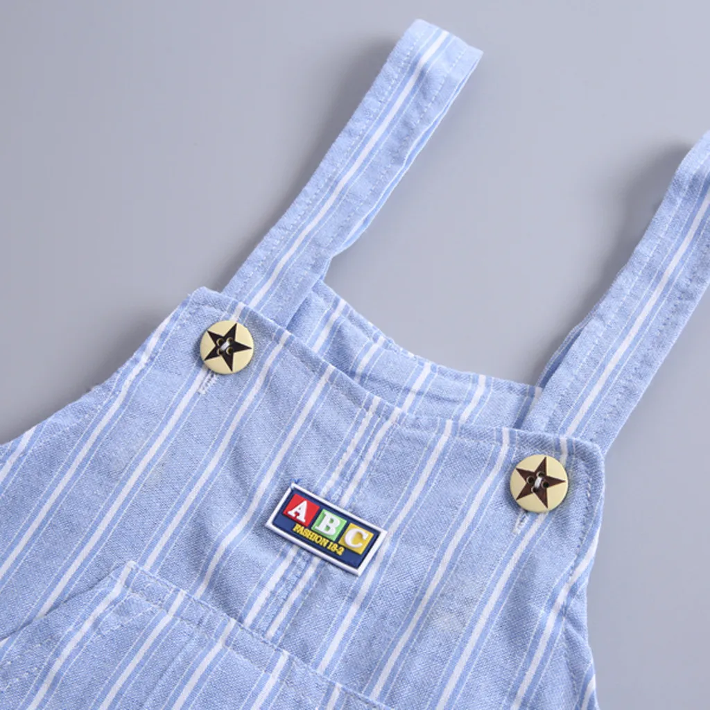 Summer Kids Baby Girl kid boy clothing set Cartton Print Tops T Shirt Overall Striped Pants Outfits Bebek giyim infantil #EW | Детская