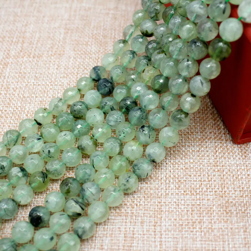 

round faceted prehnit e beads: 8mm 10mm 12mm 14mm natural stone beads DIY loose beads for jewelry making strand 15" DIY !
