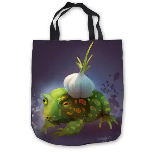 Tote Bags Пользовательские холст-Лягушка-Kindoom-(1) toteBags сумки сумка-шоппер Повседневное пляжные сумки Складная 180911-04-75 - Цвет: Tote Bags