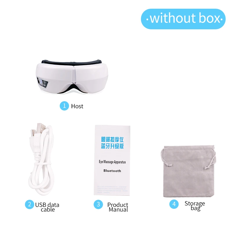 No Box Давление воздуха Bluetooth Музыка Релаксация беспроводной вибрационный нагрев Электрический массажер для глаз Анти отечность темный круг помощь сна - Цвет: No Box
