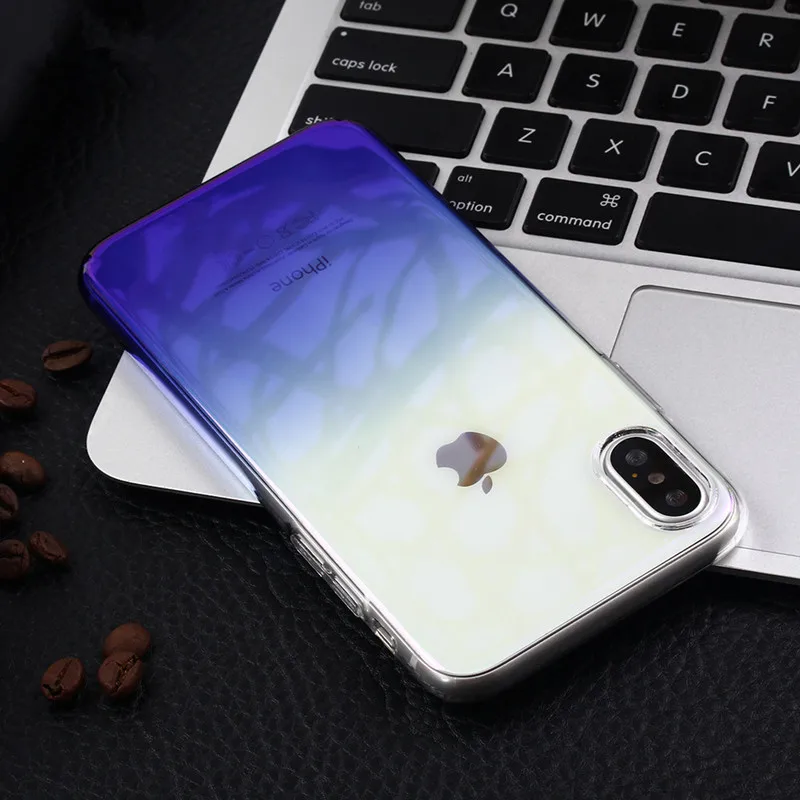 Градиент Цвет ТПУ мягкий чехол для мобильного телефона iPhone X 8 7 6 плюс Чехол