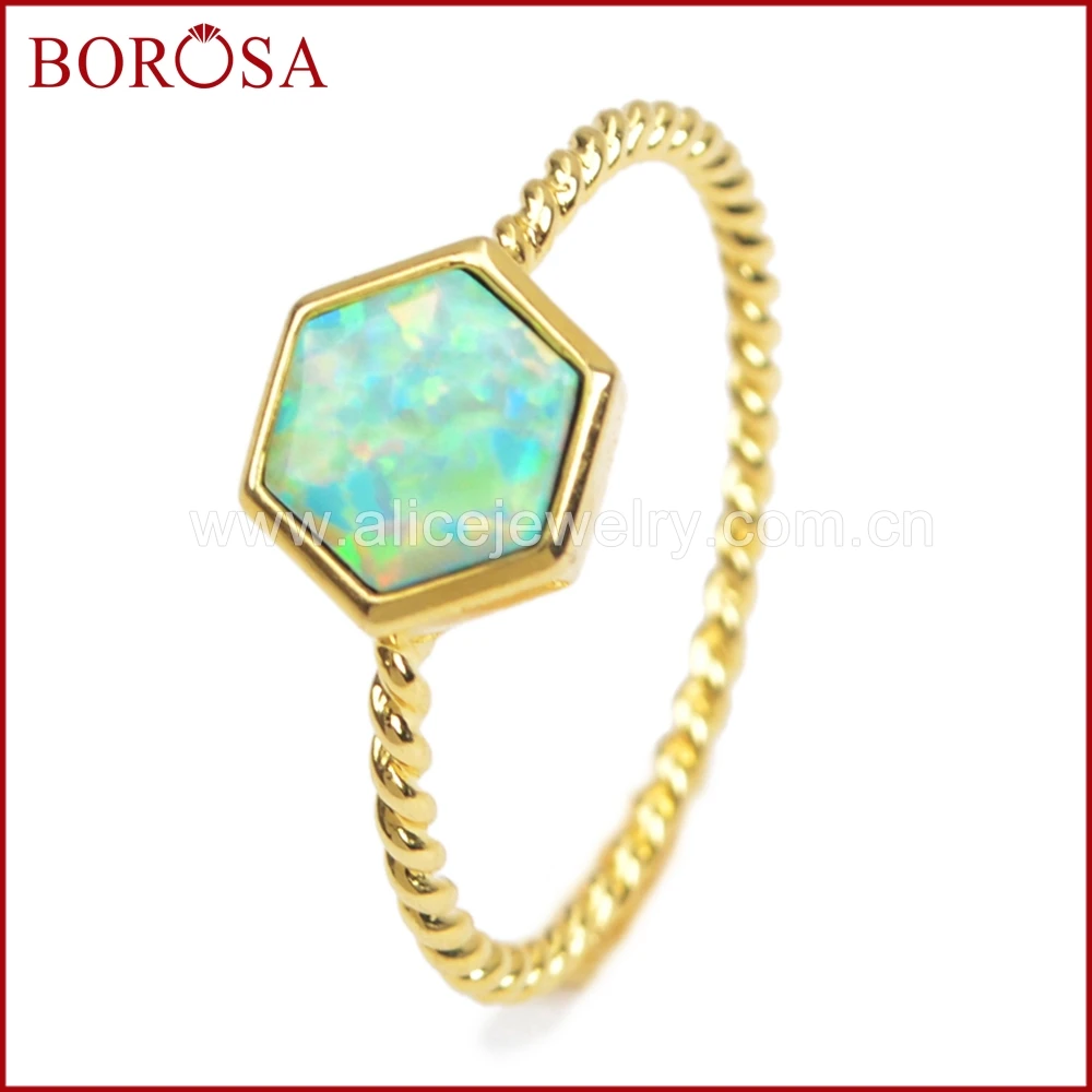 BOROSA 10 шт 6 мм шестигранные японские опаловые кольца оптовая торговля золотой