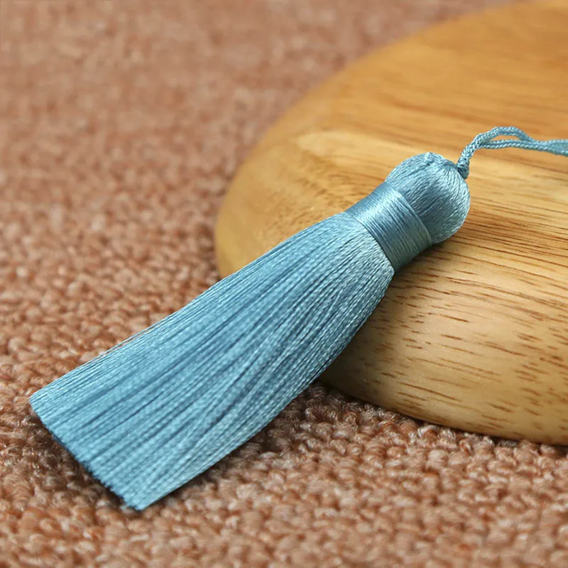 Light Blue 10 шт. кисточки кулон аксессуары для DIY серьги ювелирных изделий 8 см шелковые Сатиновые кисточки ручной работы фурнитура поставщик - Цвет: Light Blue