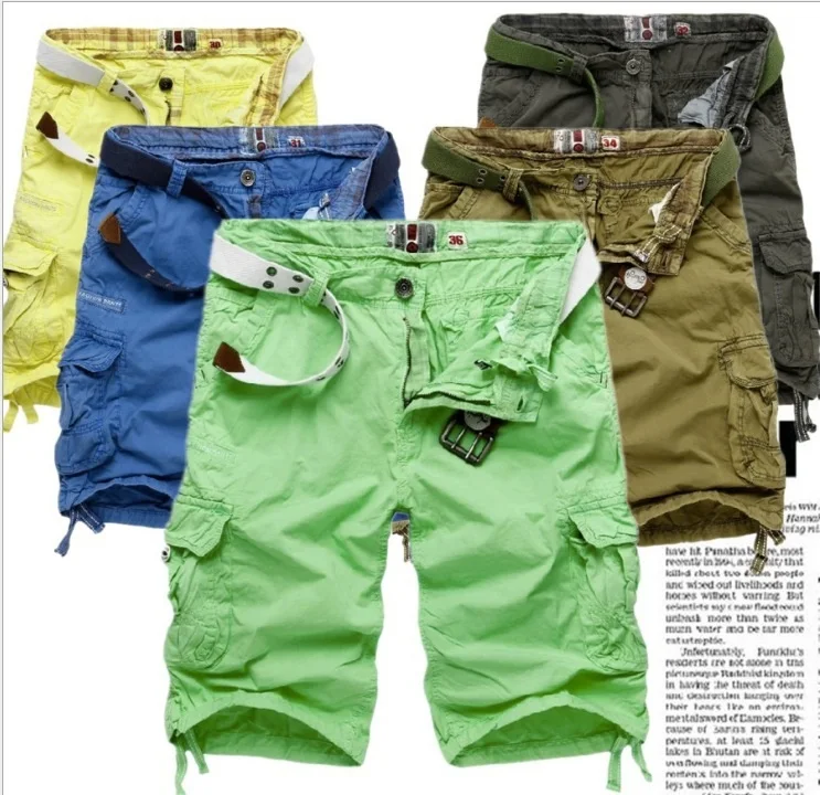2014 new Summer high quality Cargo Casual trousers fashion some bags 5 pants washed cotton short 5820 | Мужская одежда