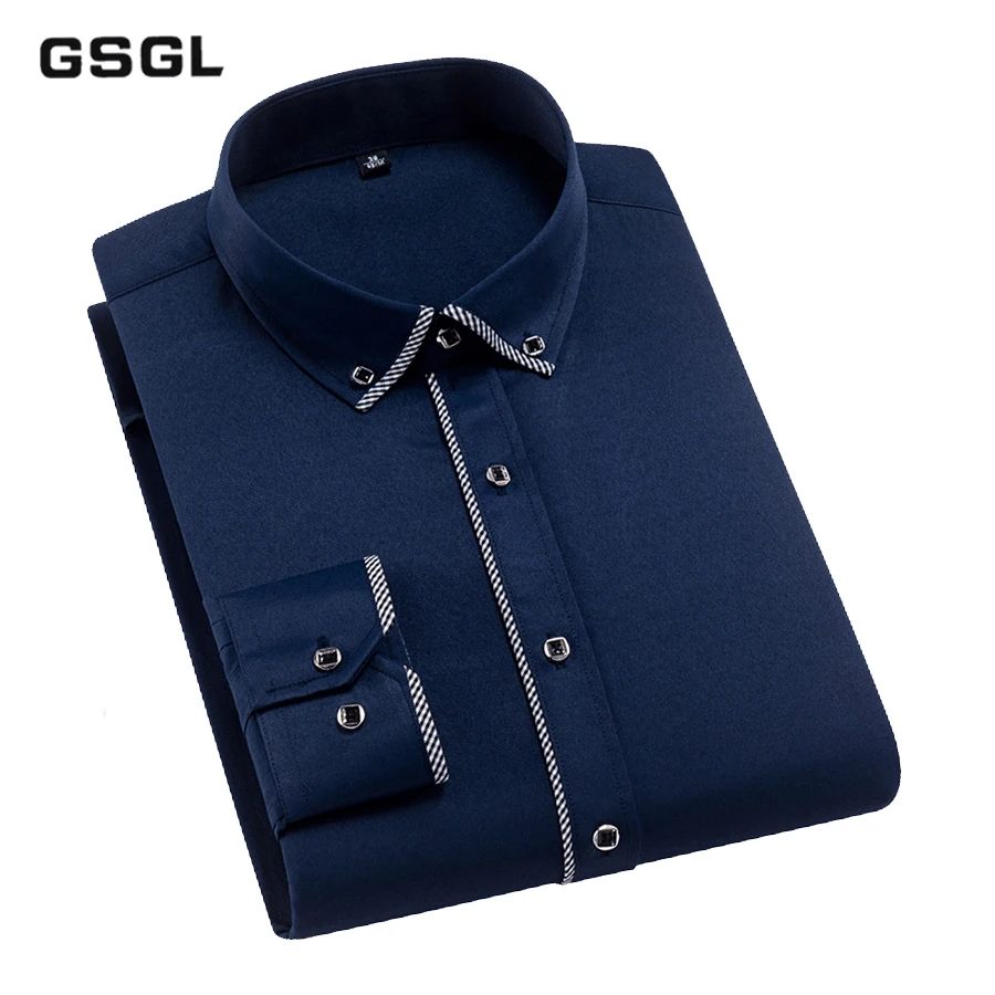 Мужская рубашка с длинным рукавом облегающая брендовая дизайнерские высокого