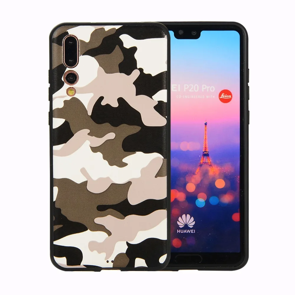 Защитный Камуфляжный силиконовый чехол-накладка для Huawei P20 Pro Lite P30 из мягкого ТПУ