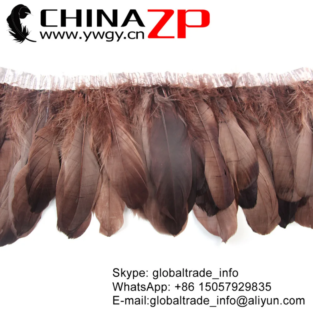 Уникальная окрашенная кофейная гусиная лента CHINAZP с атласной лентой по заводской