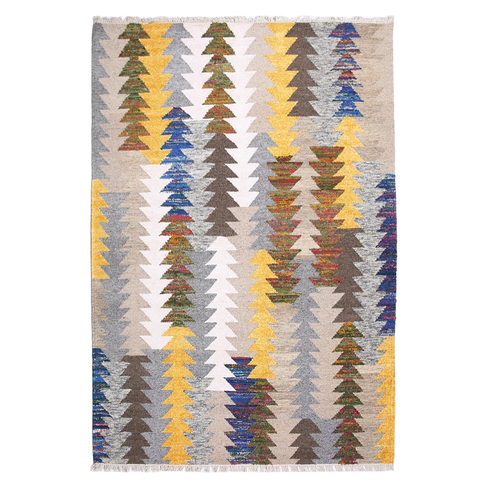 100% шерсть ковер килим Геометрическая Богемия индийский в клетку желтый синий