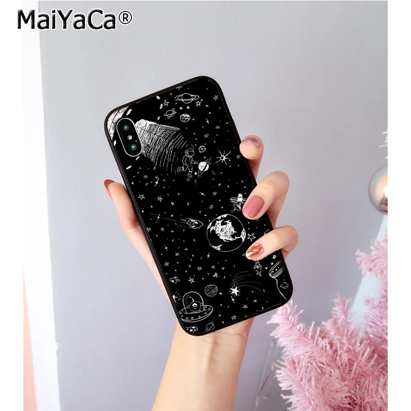 MaiYaCa Cat Astronaut Dog Space Moon Novelty Fundas Phone Case Cover for iPhone 5 5Sx 6 7 7plus 8 8Plus X XS MAX XR cover | Мобильные