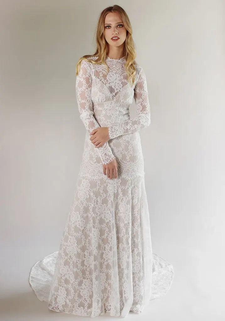 Женское платье с длинным рукавом Boho кружевное открытой спиной для свадьбы 2020 |