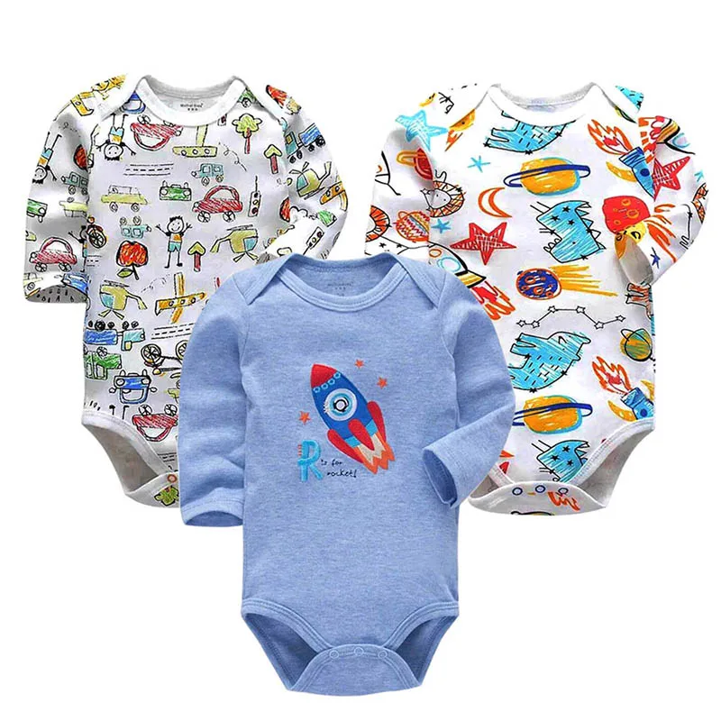 3 шт./комплект детское хлопковое боди с длинным рукавом|Боди для малышек| |