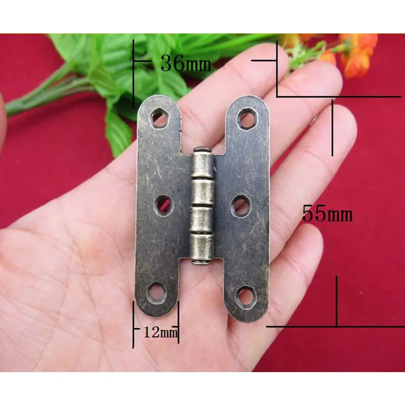 Cabinet Door Luggage Hinge 6 Holes Decor Furniture Decoration Antique Vintage Old H Hinges Bronze Tone 55*36mm 20Pcs | Обустройство