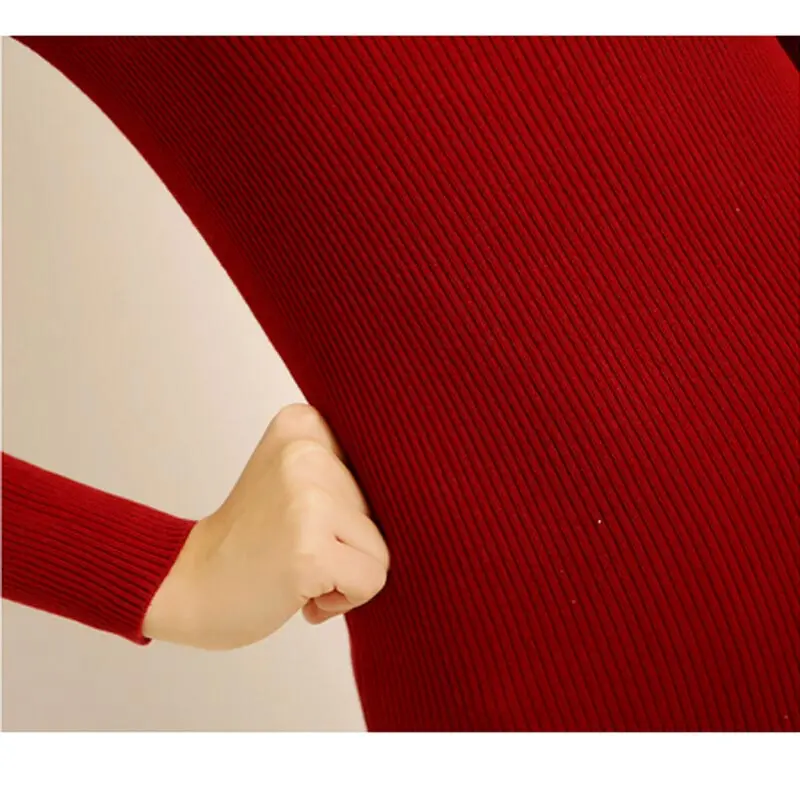 

Sweater Dress For Women 2017 Autumn Winter Fashion O-Neck Long sleeve Slim Hip Fine-Knit Pullovers Female Basic Knitted Dress