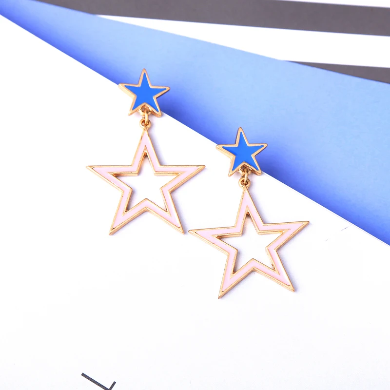 Серьги для женщин 4 комплекта эмалевые синие красные полые звезды сердце