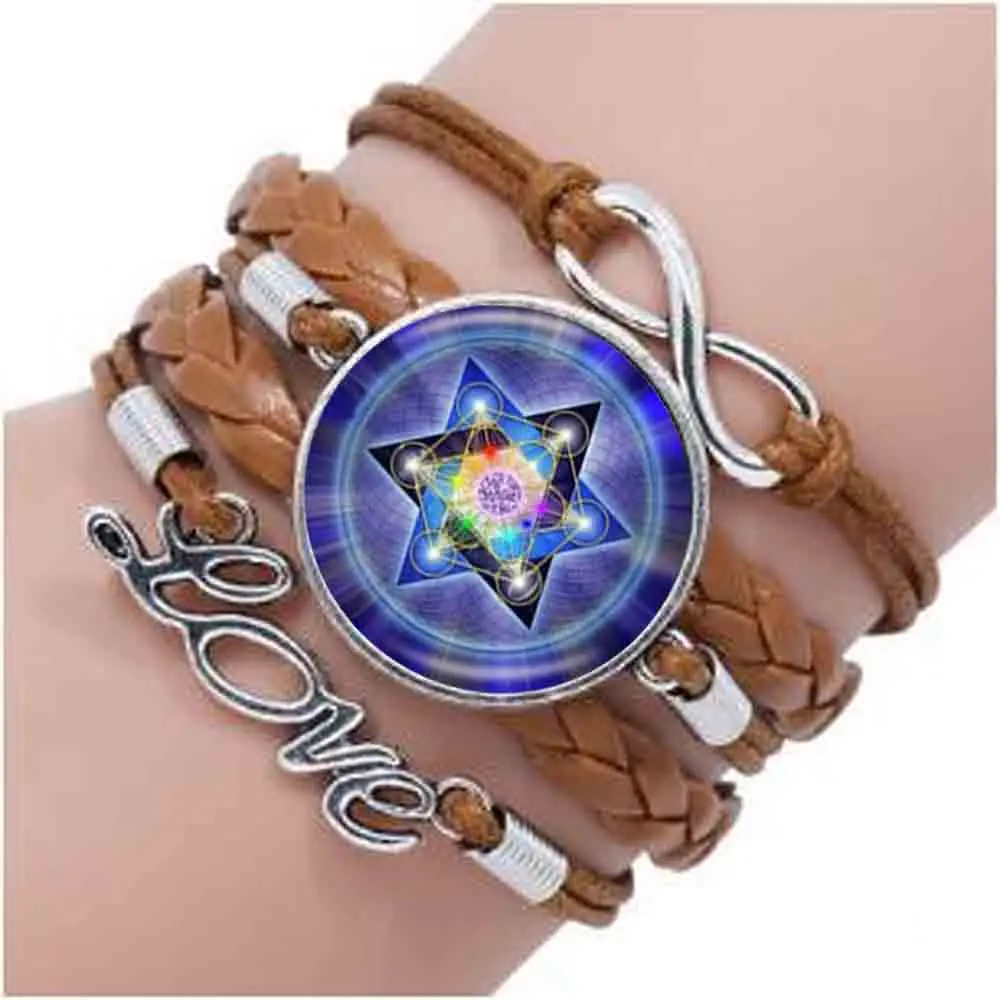 

Sacred Geometry Photo bracelet Flower of Life bracelet Hexagon Geometric Jewelry Om Chakra Sweater bracelet Reiki Healing