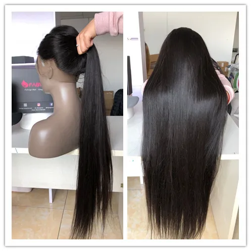 Fabwigs 150% плотность полностью кружевные человеческие волосы парики предварительно выщипанные бразильские Remy человеческие волосы парики шелковистые прямые кружевные парики