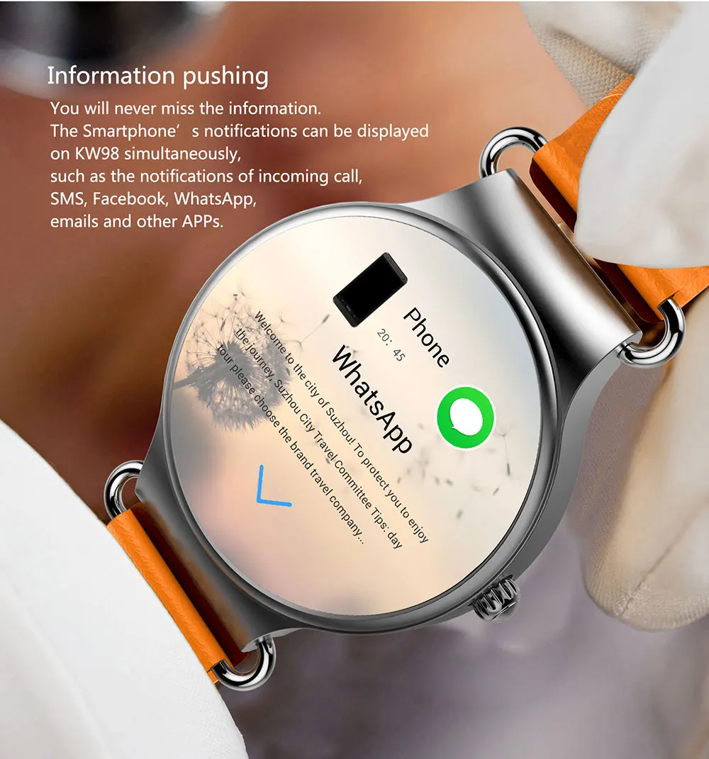 Smartch KW98 Смарт-часы Android OS 5,1 с Google Play Store погода монитор сердечного ритма Wifi gps Smartwatch IOS PK KW18 KW88