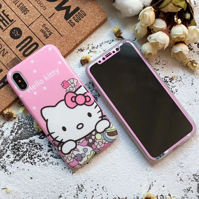 For iPhone X Cute Sailor Moon phone Cases Cover + Tempered Glass Screen film for 5.8inch Cartoon pink case |