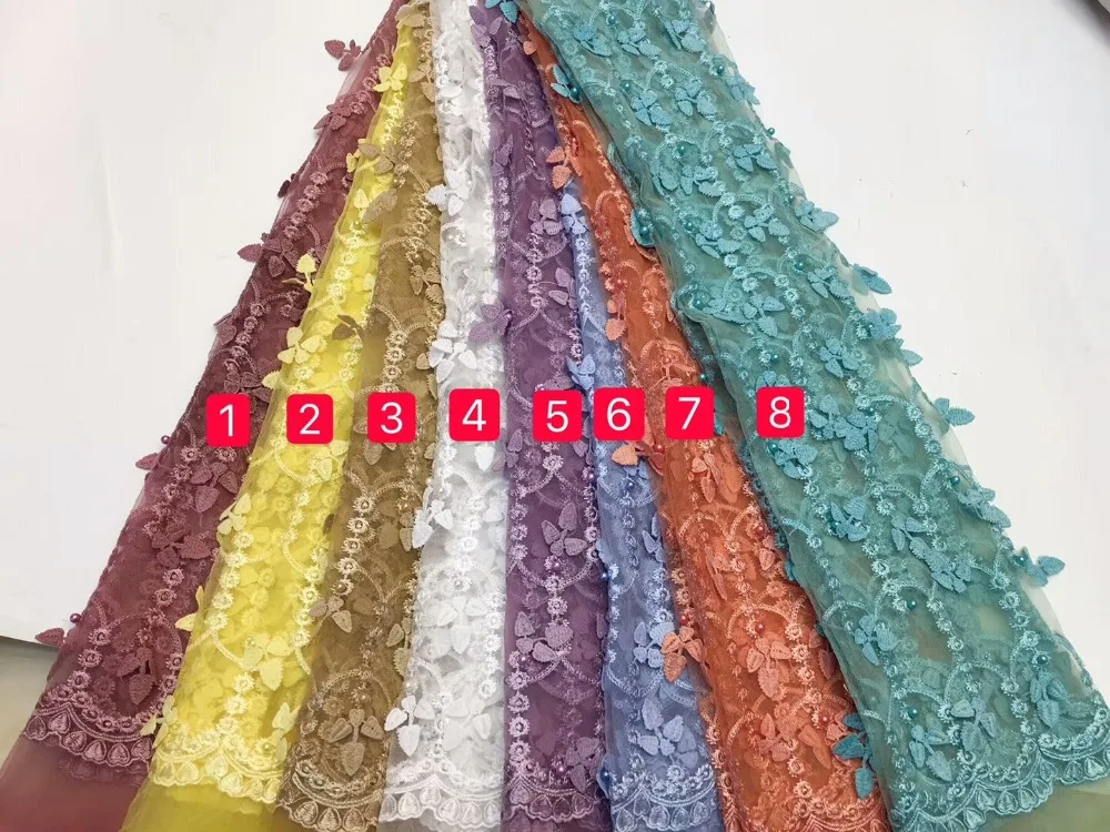 New Arrivals French Lace Fabrics Lilac 2018 African Tulle Fabric High Quality Heavy Polyester Beaded Material ffz115 | Дом и сад