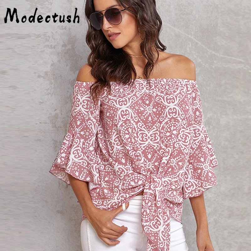 Modecrash/Женская блузка с цветочным узором и рукавами-бабочками сезон осень