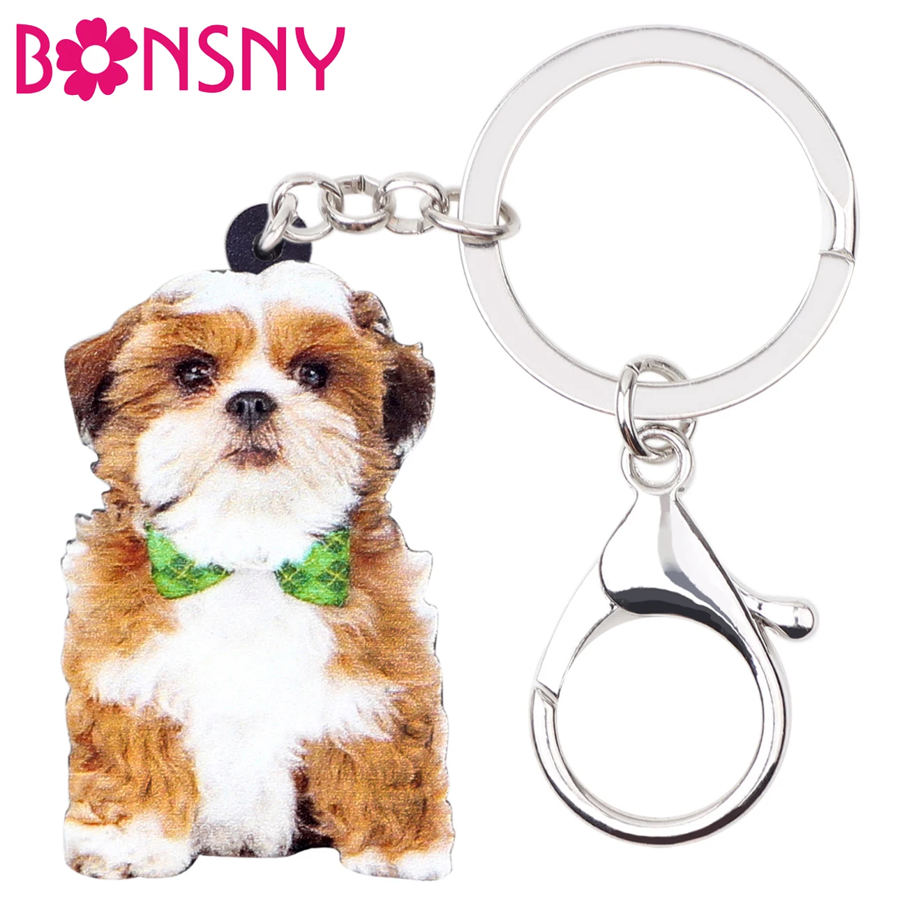 Bonsny акриловые китайские брелоки цепочки для ключей от собаки Shih Tzu милые модные