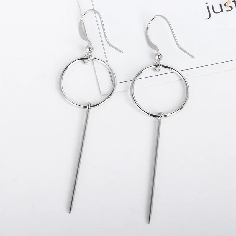 ZCHLGR Fashion Korean Earrings 2019 Geometric Long Asymmetry Circle Ear Big Dangling Women Valentine's Gifts | Украшения и
