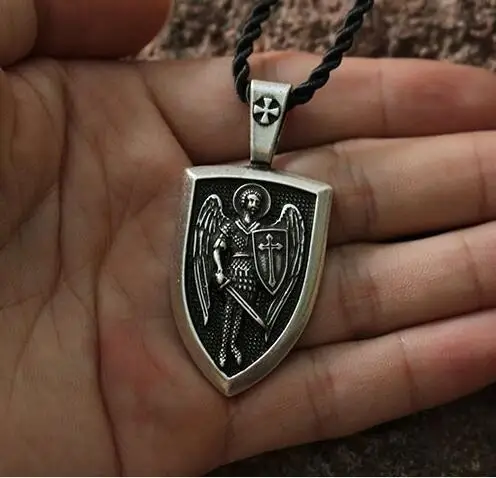 

10pcs wholesale men necklace Archangel St.Michael Protect Me Saint Shield Protection Charm russian orhodox pendant necklace