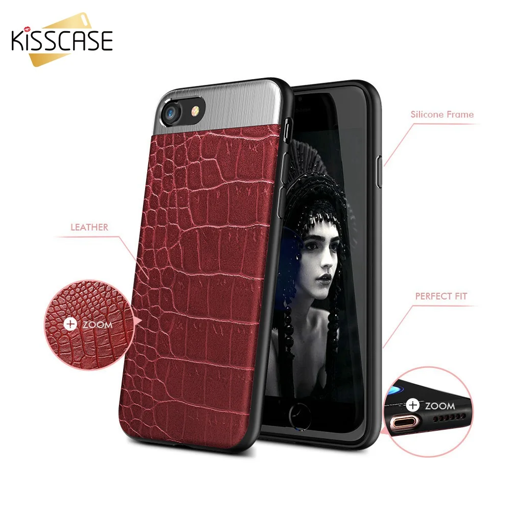 Kisscase Case крокодил образцу кожаный чехол для телефона iPhone 7 8 6 6S Plus IPhone X ten 10