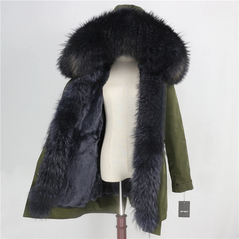 OFTBUY, водонепроницаемая парка, зимняя куртка, Женское пальто с натуральным мехом енота, воротник из натурального меха, капюшон, подкладка из кроличьего меха, толстая теплая верхняя одежда