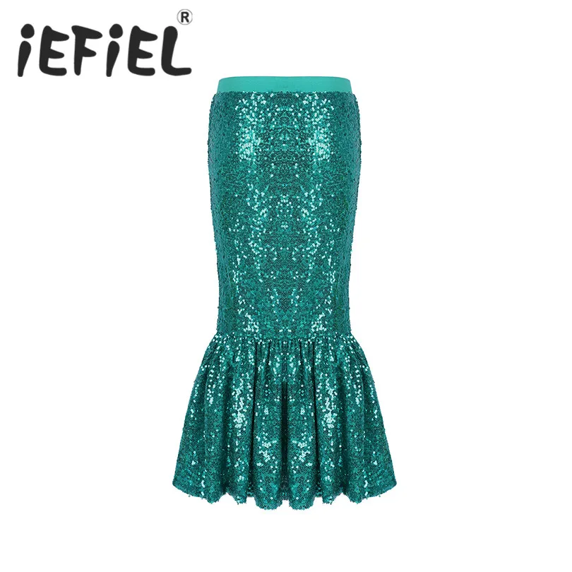 

iEFiEL Children Girls Kids Shiny Sequins Mermaid Tails Halloween Cosplay Party Costume Maxi Skirt Swimming Beach Wear Clothes