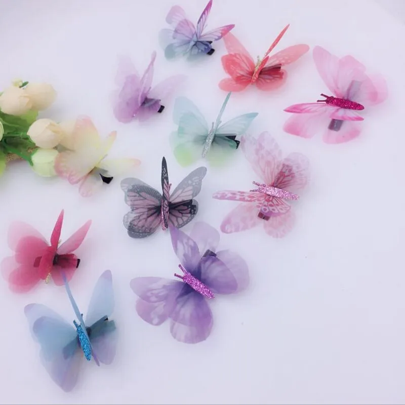 10pcs Fairy Fake Butterfly Hairpin Woodland Party Favor Kid Barrette Cute Theme Girls Animal Flying Hair Clip | Красота и здоровье