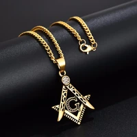 hip hop stainless steel masonic symbol necklaces pendants for womenmen gold color free mason fashion jewelry 2020 xl1079d