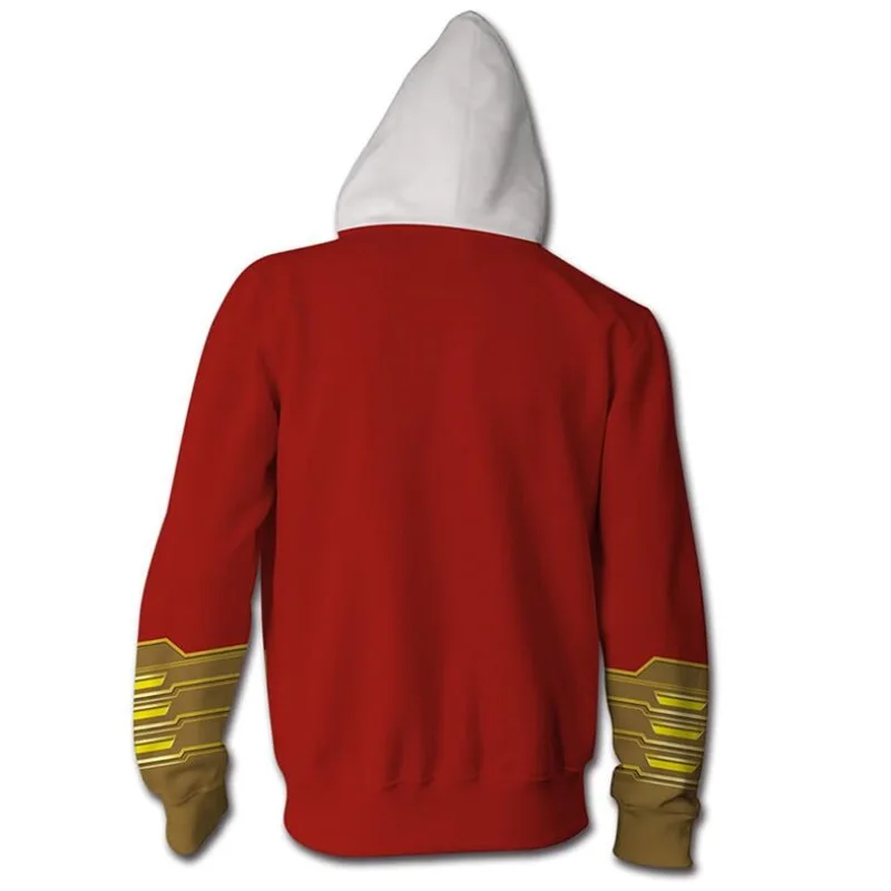 Супергерой Капитан шазам Billy Batson 3D Принт толстовки Косплей Повседневная куртка с капюшоном куртка